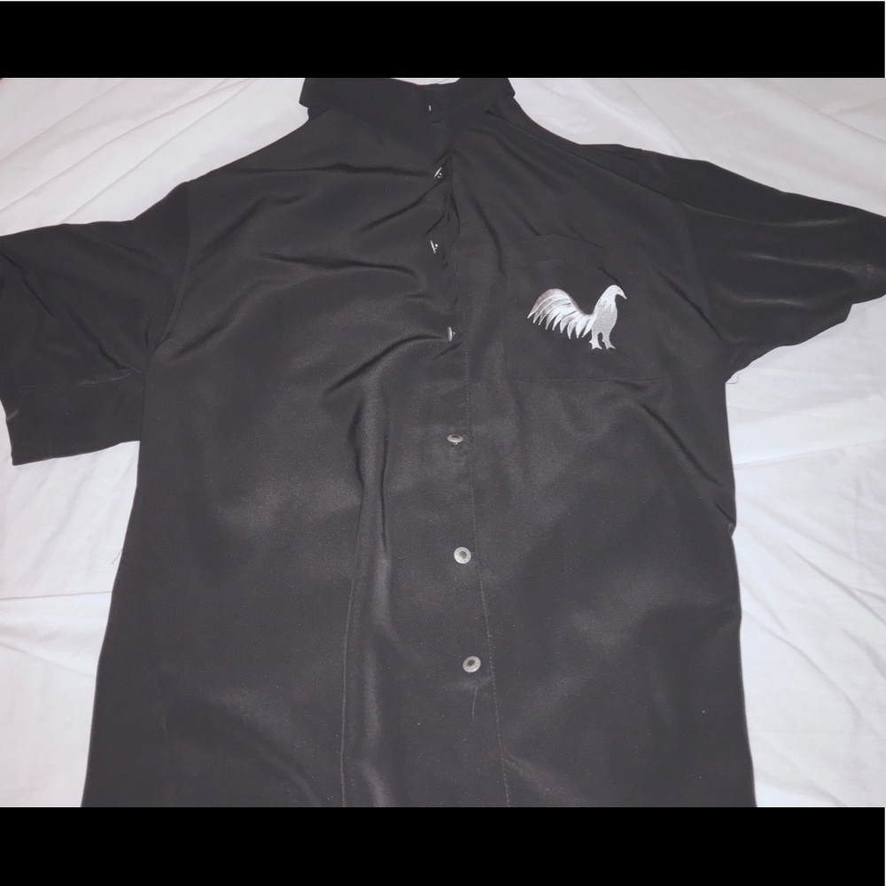 Damesi Jeans U.S.A black button short sleeve shirt